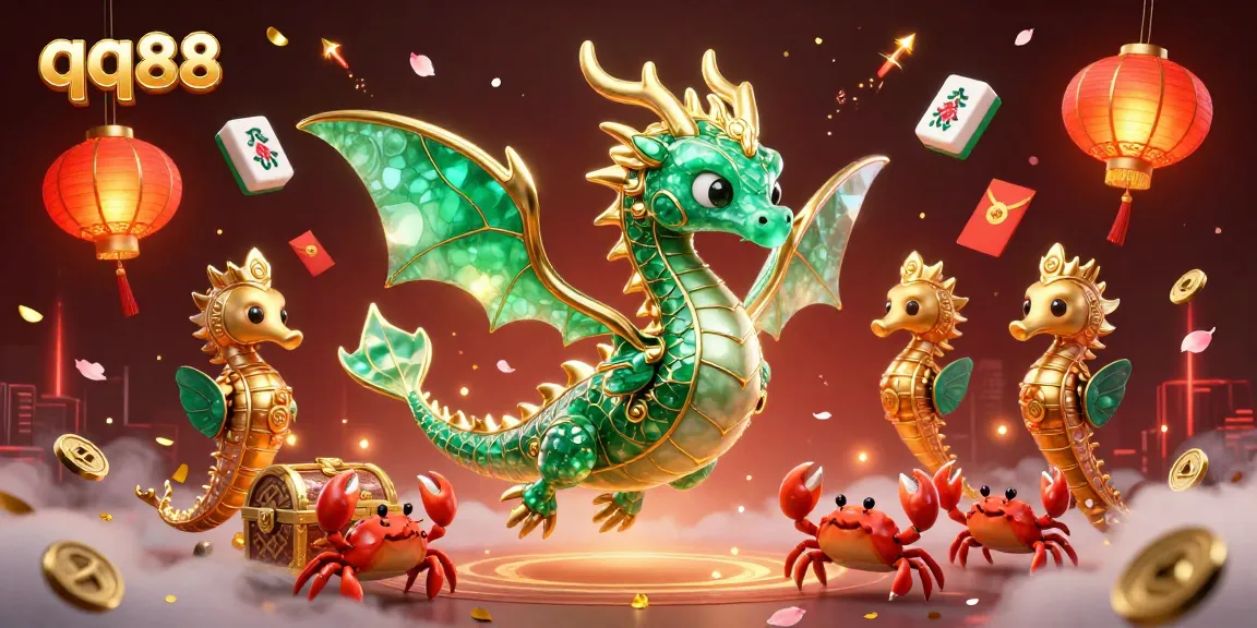Engage in thrilling adventures at qq88 with a vibrant sea dragon and treasure-filled scene.