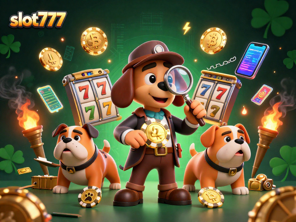 Saat bermain slot777, detektif mengamati petunjuk chip poker emas dalam suasana kasino yang dinamis.