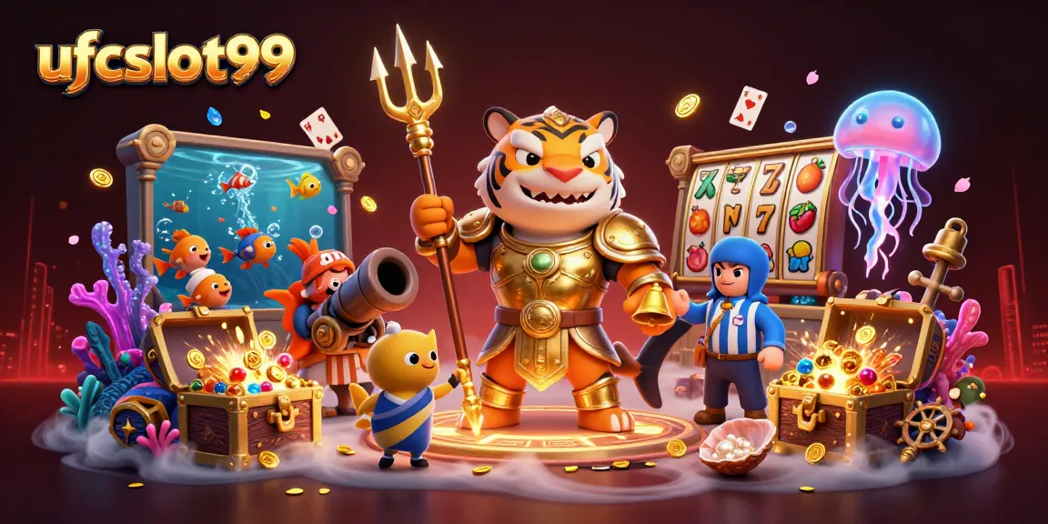 Engage with ufcslot99's exciting slot games in an underwater casino scene.
