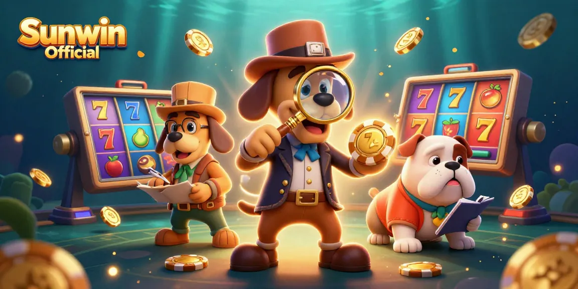 Engage with thrilling gameplay at Sunwin Official, featuring a detective scene with jackpot poker chips and vibrant slot elements.