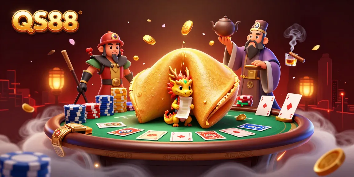 Engage with QS88's exciting world of poker and fortune through this vibrant 3D illustration.