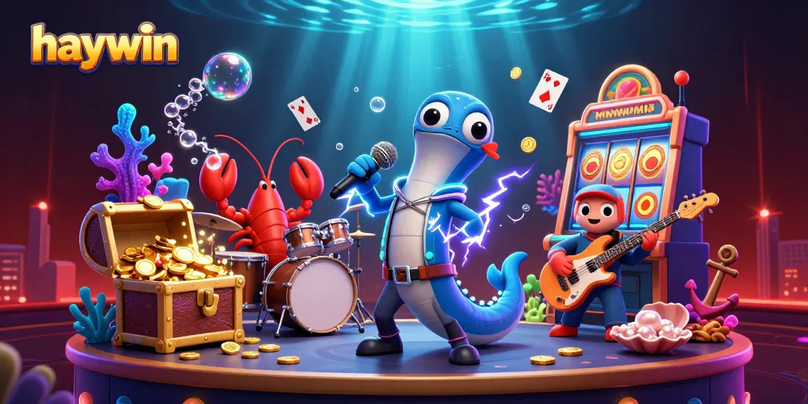 Experience the thrill of haywin with a vibrant underwater casino featuring an electric eel DJ and exciting gaming elements.