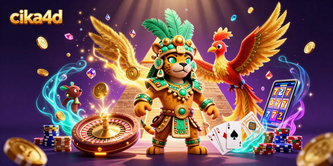 Experience thrilling gameplay with cika4d's rich slot action amidst a dynamic casino backdrop.