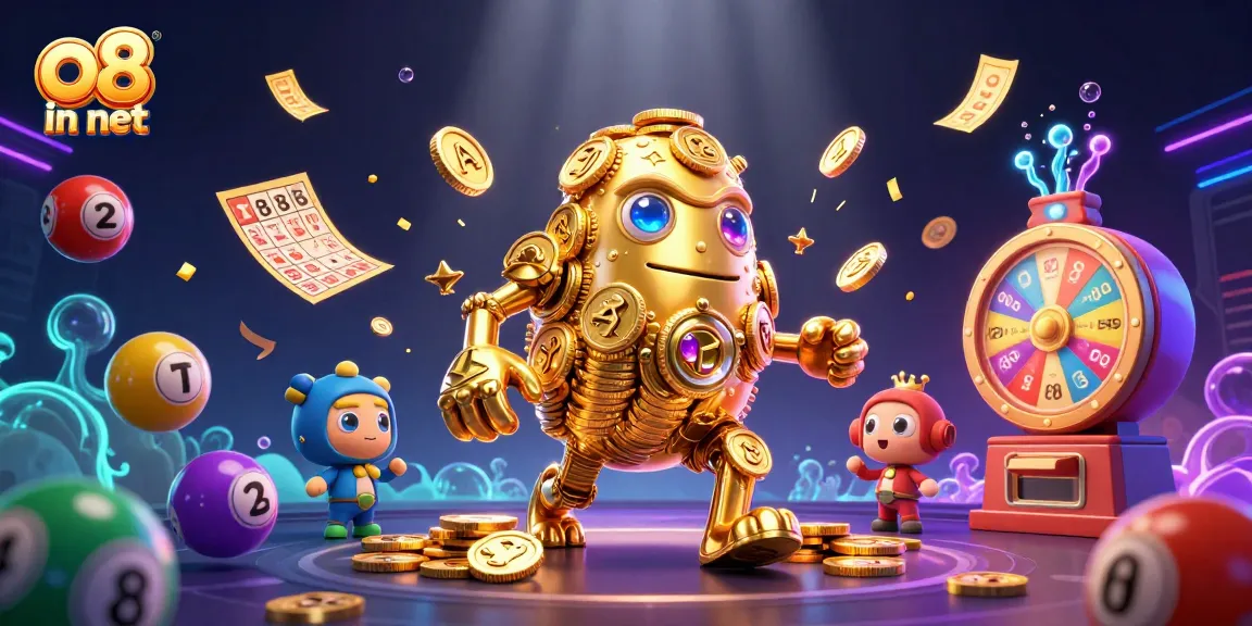 Experience thrilling gameplay at o8 in net with vibrant lottery balls and a golden golem!