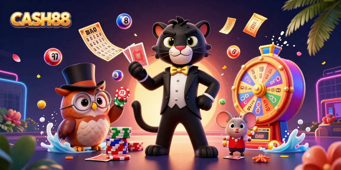 CASH88 enhances the gaming experience with a stylish panther dealer and vibrant casino elements.