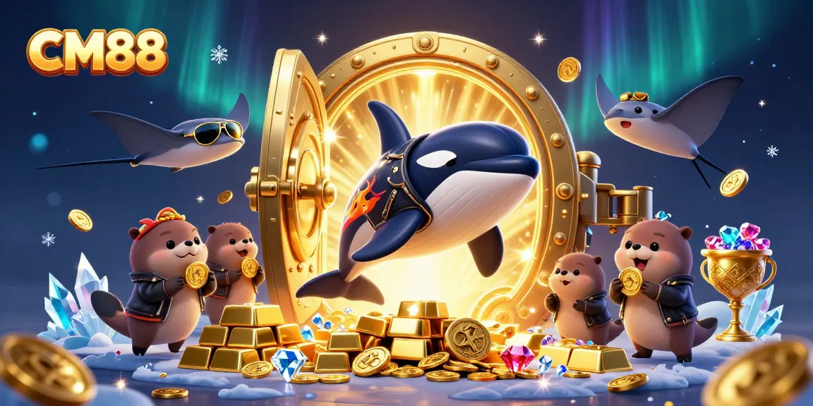 Experience CM88 casino thrill with 3D characters enjoying golden bounty and thrilling gameplay.