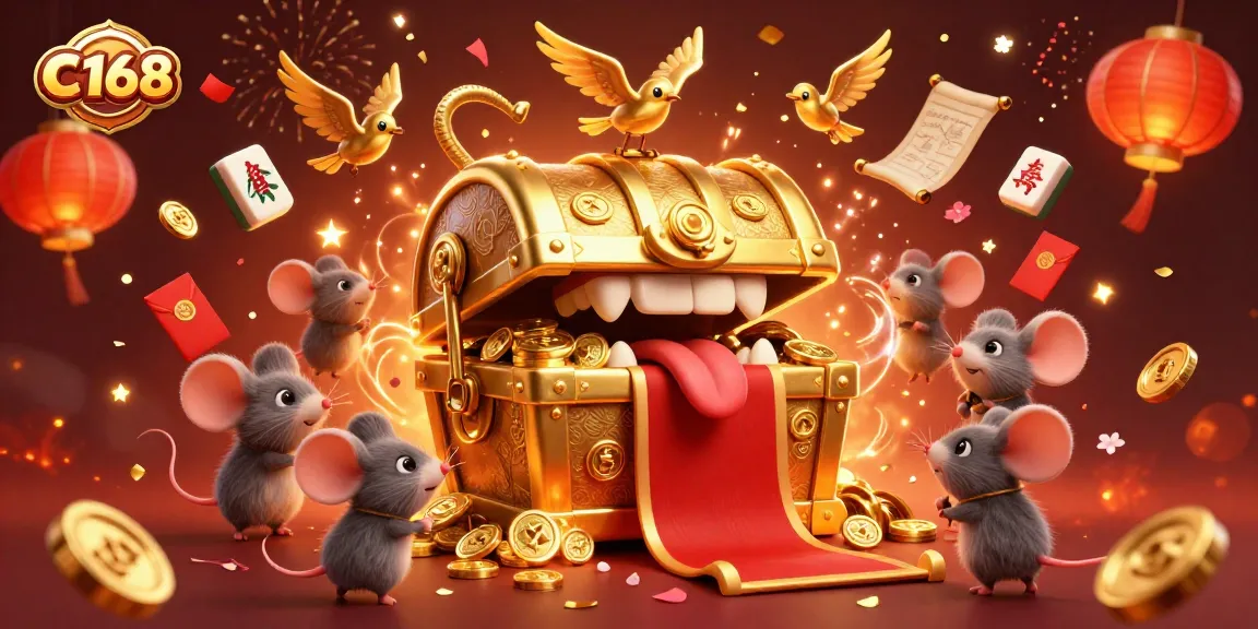 C168 invites players to win treasures with engaging casino gaming elements in this vibrant 3D illustration.