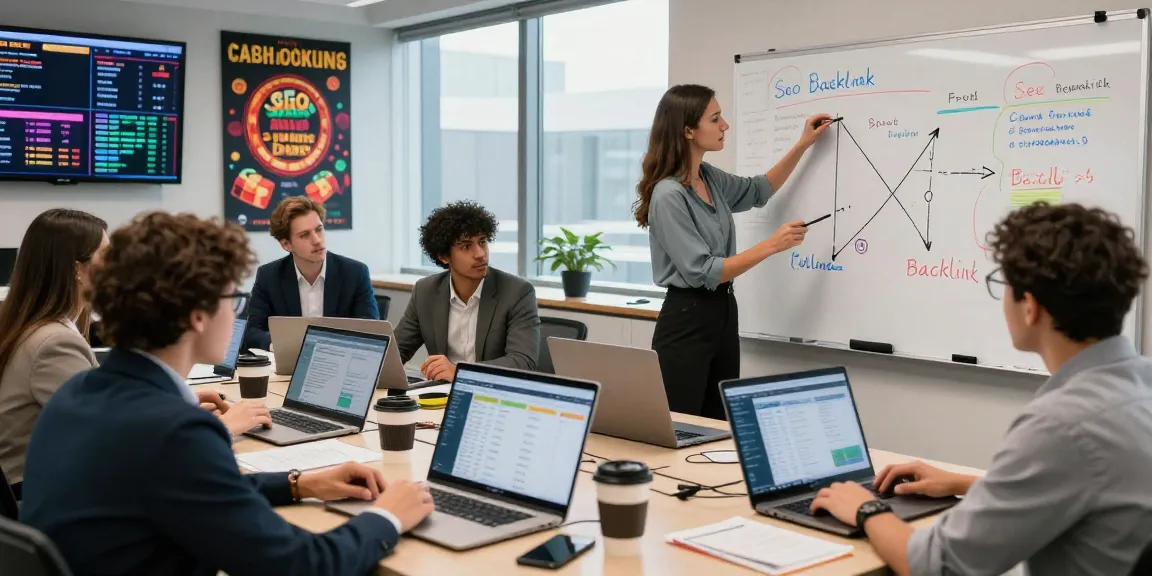 Digital marketing team strategizing casino seo backlinks 2026 for effective online visibility.