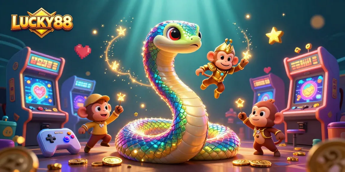Experience LUCKY88 in a vibrant 3D casino scene with dynamic game elements and characters.