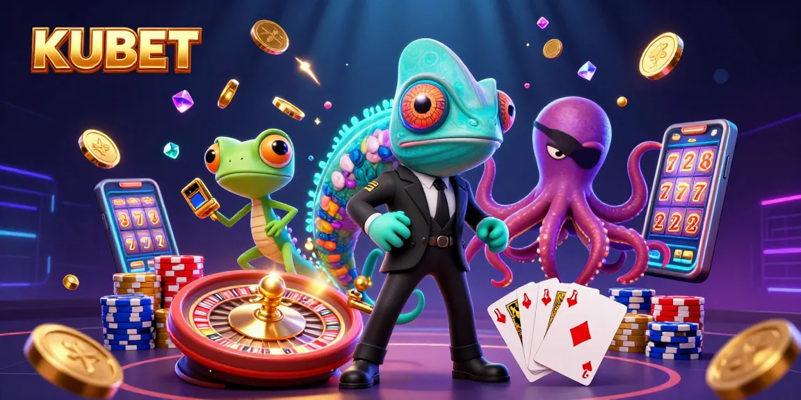 Experience the exciting world of KUBET with thrilling characters in a vibrant casino scene.