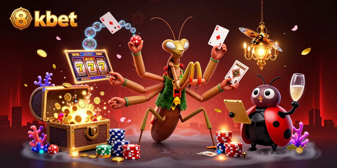 8xbet casino giant mantis dealing cards in a vibrant underwater scene with treasures and engaging characters.